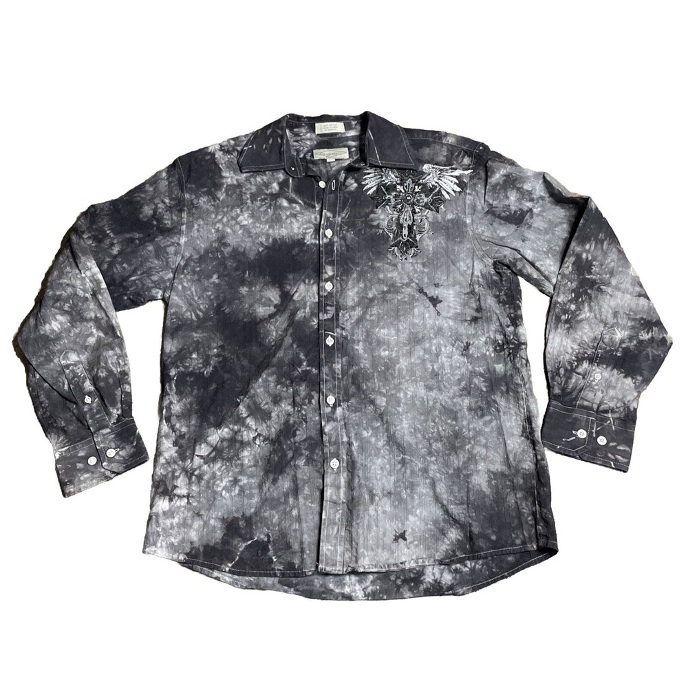 Eighty Eight Affliction Style Button Down Shirt G… - image 1